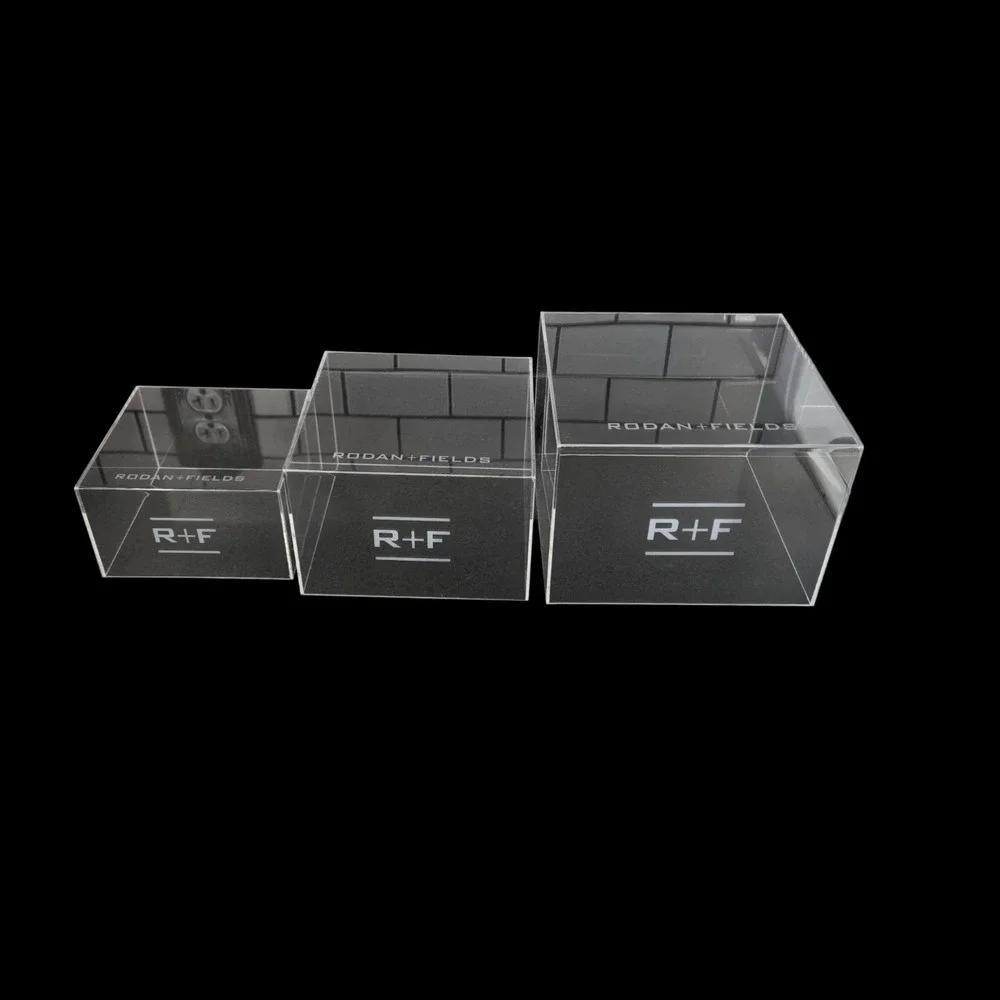 Rodan + Fields Acrylic Display Risers Set of 3 Clear Countertop Product Display